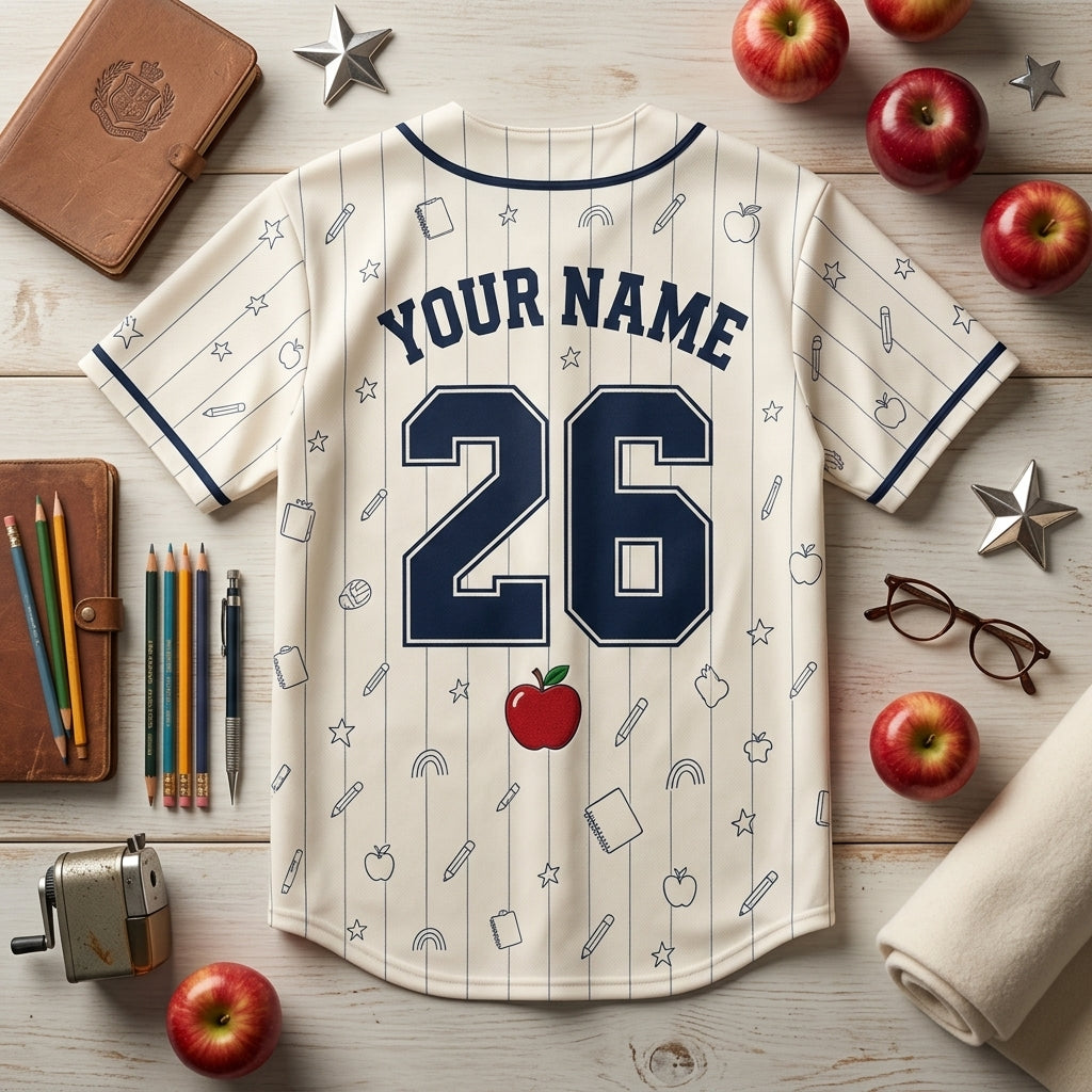 Personalized First Day of School 2026 Baseball Jersey - Custom Name and Number Student Shirt