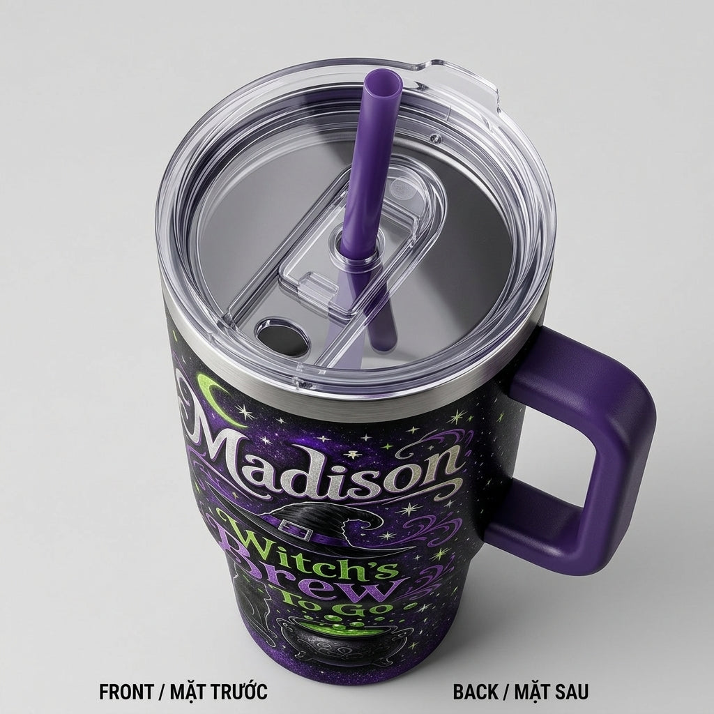 Personalized Witch's Brew 40oz Tumbler with Handle - Custom Name Spooky Season Gift