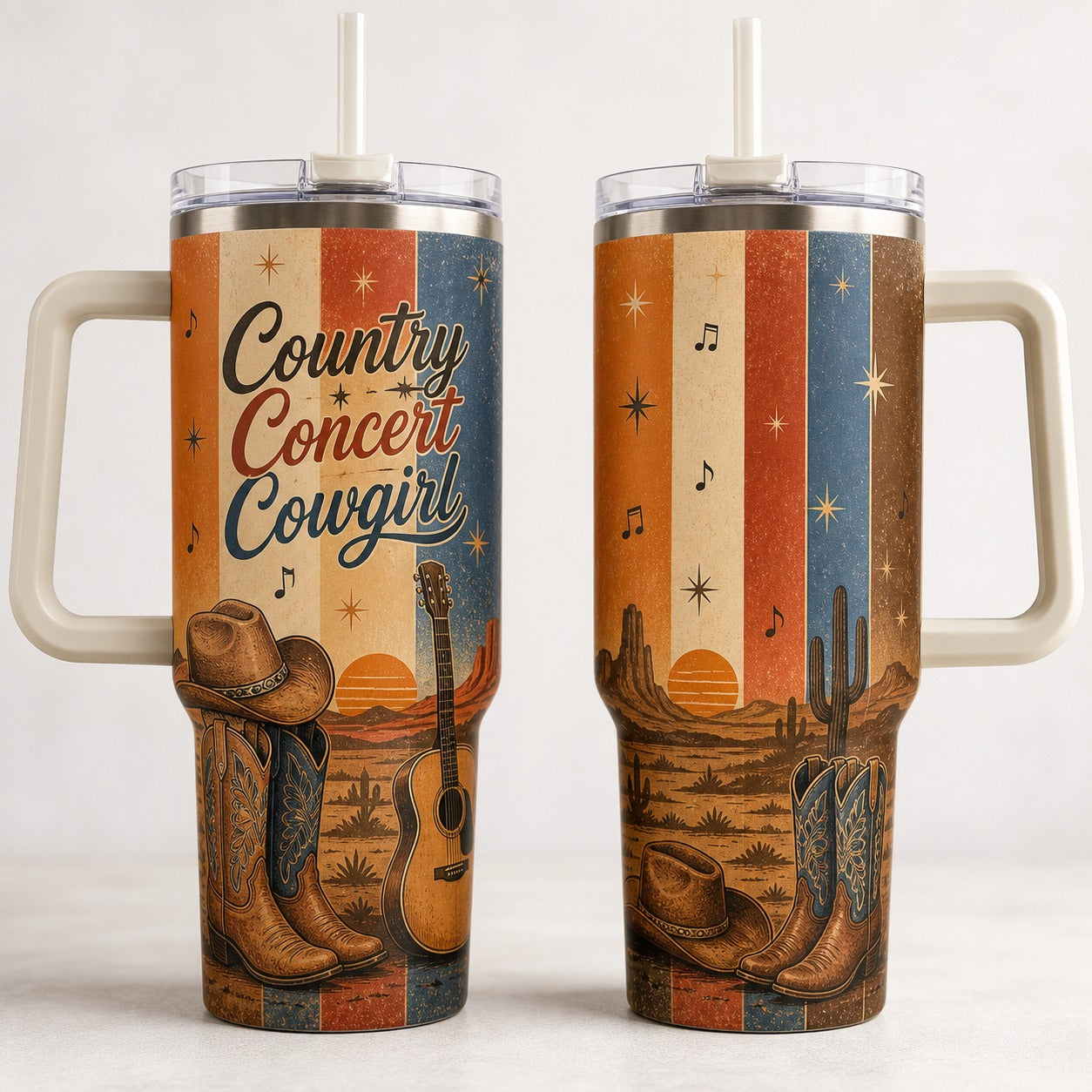 Country Concert Cowgirl 40oz Tumbler with Handle - Western Cowgirl Country Concert Cowgirl Outfit Cup
