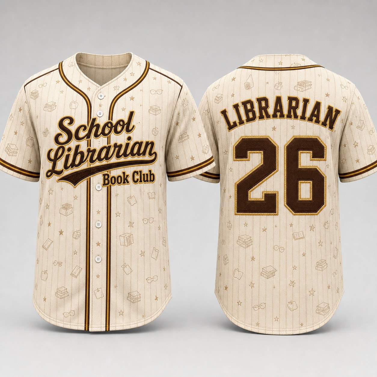 Personalized School Librarian Book Club Baseball Jersey, Custom Name Number Jersey Shirt