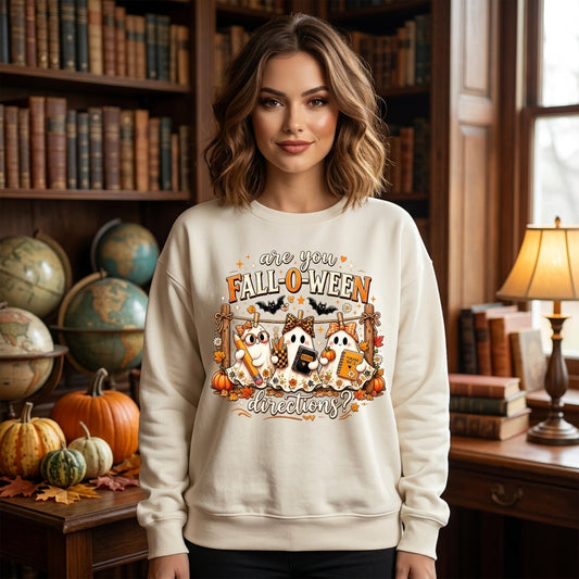 7 Halloween Teacher Fall-O-ween Directions T-shirt Sweatshirt Hoodie - Cute Ghost Gift - mockup 2