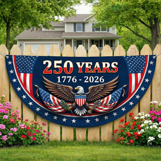 America 250th Anniversary Patriotic Bunting Banner,1776 2026 Let Freedom Ring Porch Decor,250th Anniversary USA Semi-Circular Flag MS374