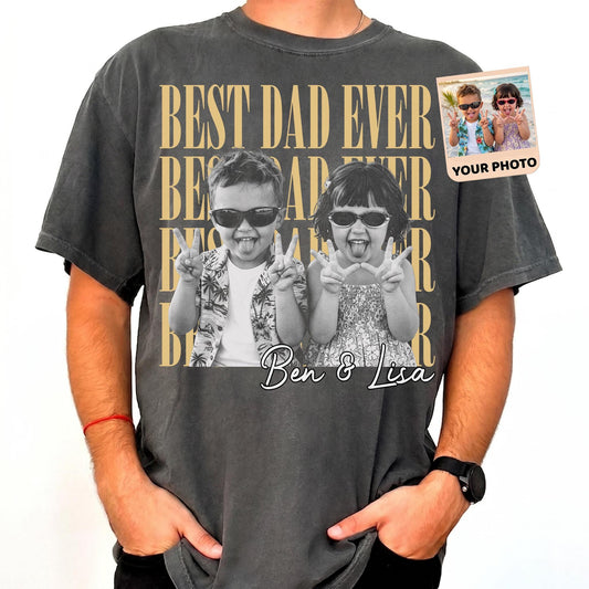 Comfort Colors® Custom Dad Vintage Photo Shirt: Personalized Fathers Day With Kids PIcs