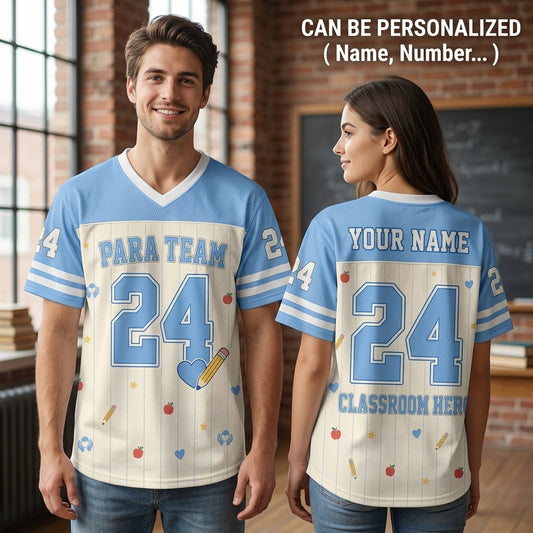 Personalized Para Team Classroom Hero Mesh Football Jersey - Custom Name Teacher Appreciation Gift