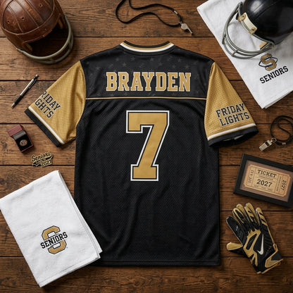 Personalized Senior Night Class of 2027 Football Jersey - Custom Name & Number Hybrid Mesh Sportswear