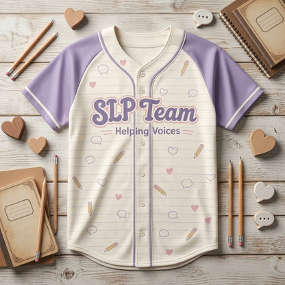 Personalized SLP Team Baseball Jersey - Custom Name and Number Speech Pathologist Gift