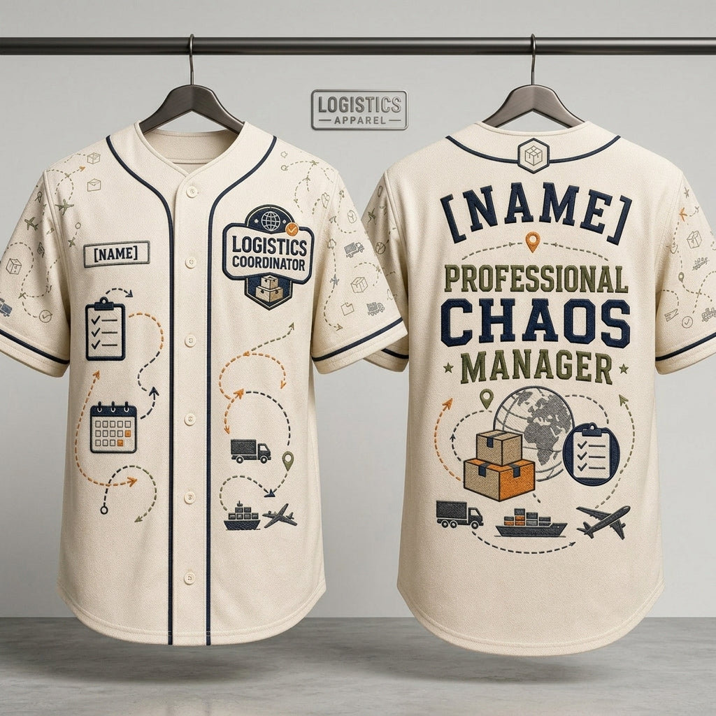 Personalized Logistics Coordinator Baseball Jersey - Custom Name Professional Chaos Manager Supply Chain Gift - baseball jersey product view 3