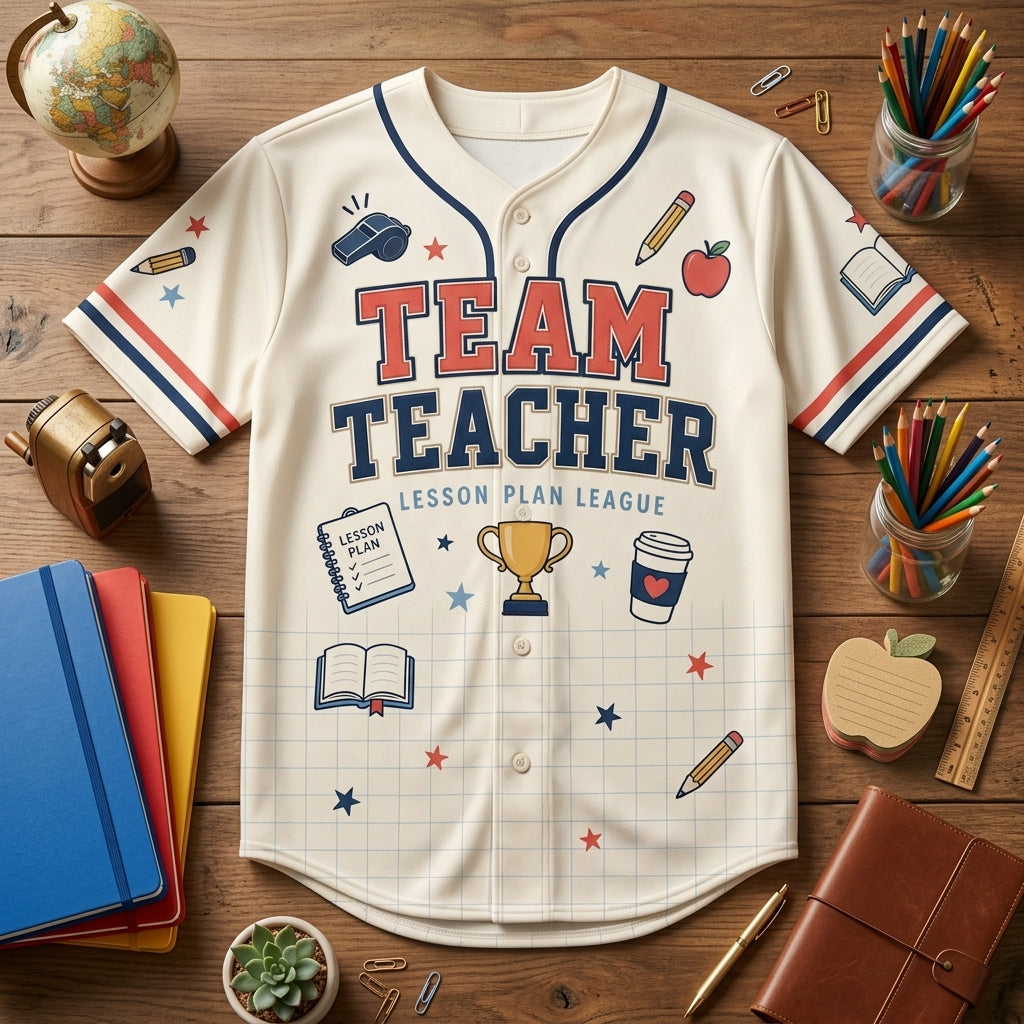 Personalized Team Teacher Baseball Jersey - Custom Classroom MVP Name Jersey Gift