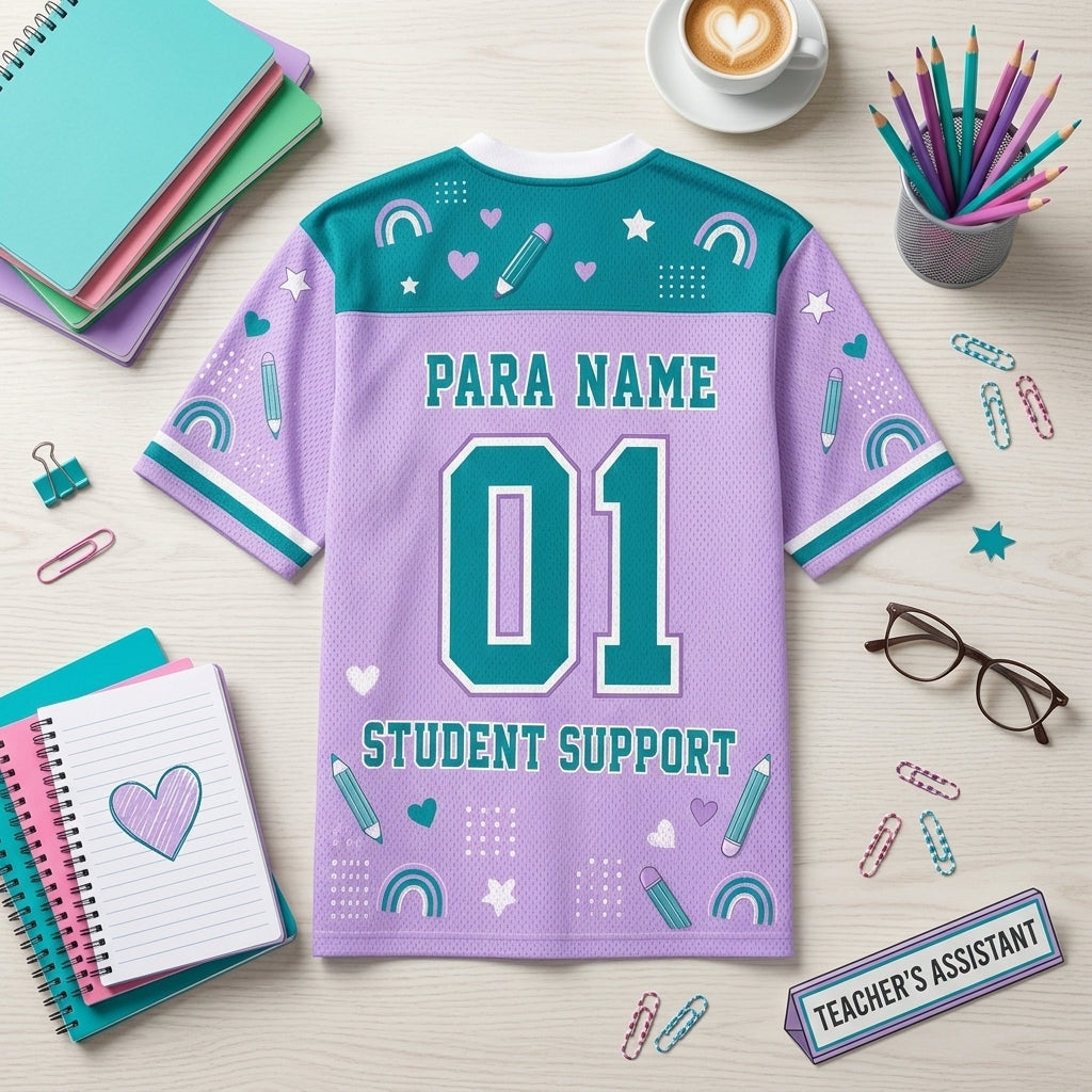 Personalized Support Squad Mesh Football Jersey - Custom Para Name Student Support Appreciation Gift