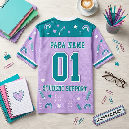 Personalized Support Squad Mesh Football Jersey - Custom Para Name Student Support Appreciation Gift