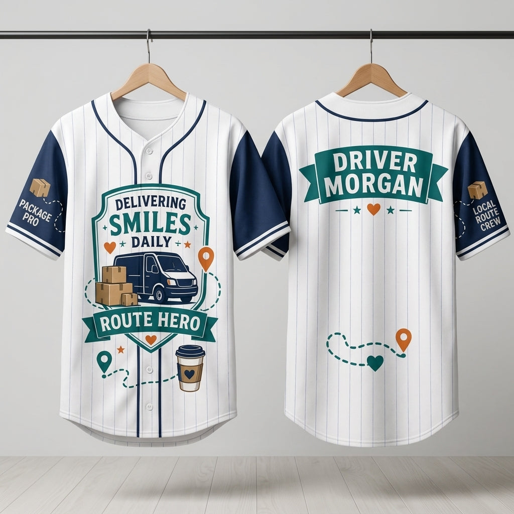 Personalized Delivering Smiles Daily Route Hero Baseball Jersey - Custom Delivery Driver Name Uniform