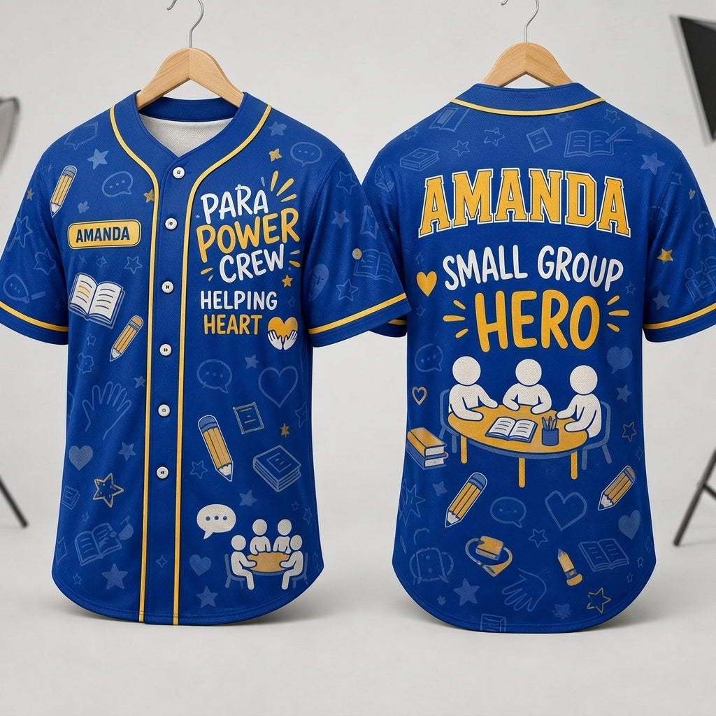 Personalized Para Power Crew Baseball Jersey - Custom Name Small Group Hero Gift for Teachers & Paraprofessionals