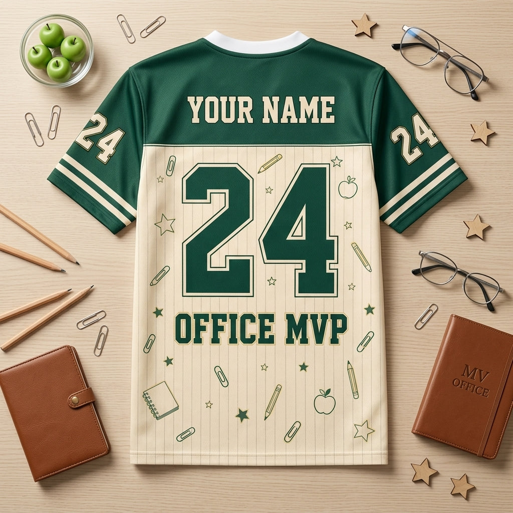 Personalized School Secretary Mesh Football Jersey - Custom Name Office MVP Administrative Staff Apparel