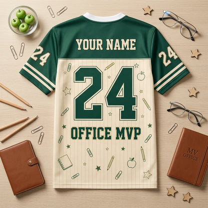 Personalized School Secretary Mesh Football Jersey - Custom Name Office MVP Administrative Staff Apparel