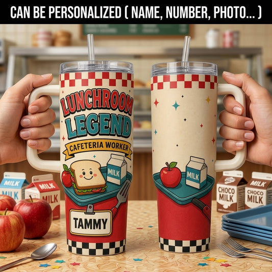Personalized Lunchroom Legend Cafeteria Worker 40oz Tumbler with Handle - Custom Name Gift