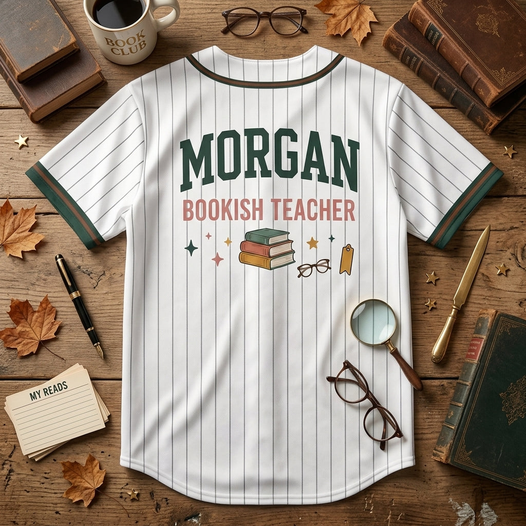 Personalized Reading Teacher Baseball Jersey - Custom Name Bookish Teacher Shirt & Librarian Gift