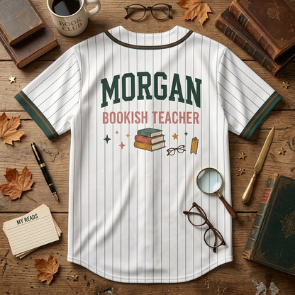 Personalized Reading Teacher Baseball Jersey - Custom Name Bookish Teacher Shirt & Librarian Gift