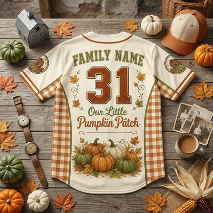 Personalized Family Name Pumpkin Patch Baseball Jersey - Custom Fall Autumn Harvest Shirt