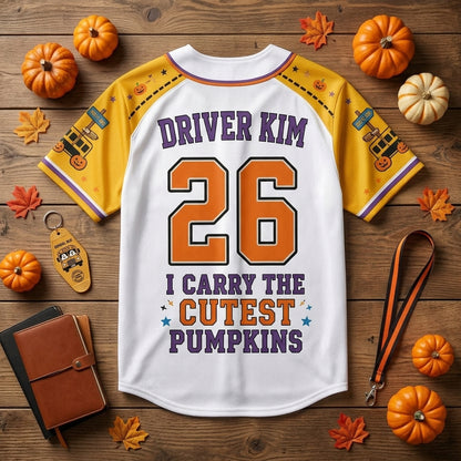 Personalized Spooky Bus Driver Halloween Baseball Jersey - Custom Name & Number School Bus Driver Gift