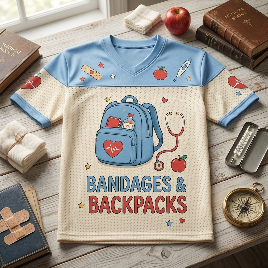 Personalized Nurse Football Jersey - Bandages and Backpacks Custom Name and Number Healthcare Apparel