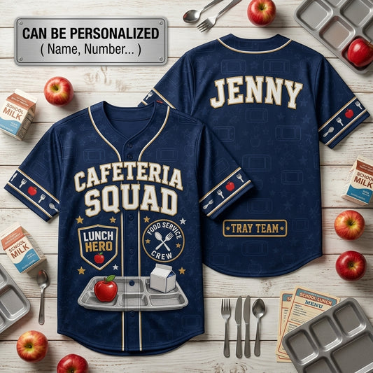 Personalized Cafeteria Squad Baseball Jersey - Custom Name Lunch Hero Food Service Gift for School Staff