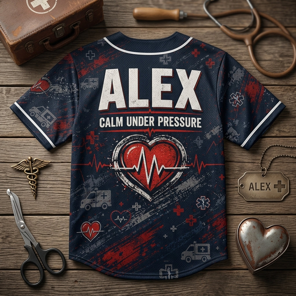 Personalized Paramedic Steady Crew Baseball Jersey - Custom Name First Responder Gift - Rescue Heart Uniform