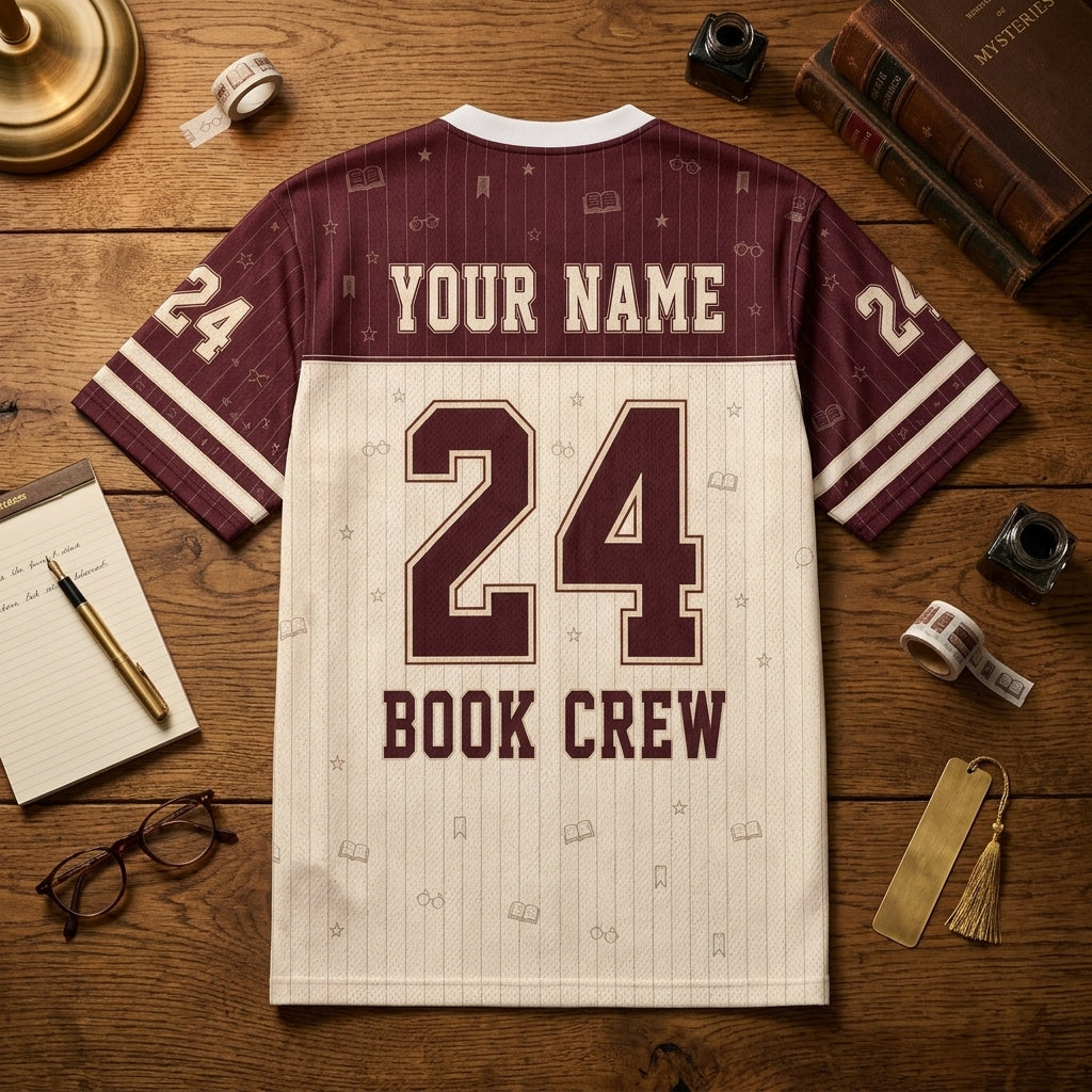 Personalized Library Team Mesh Football Jersey - Custom Name & Number Book Lover Apparel