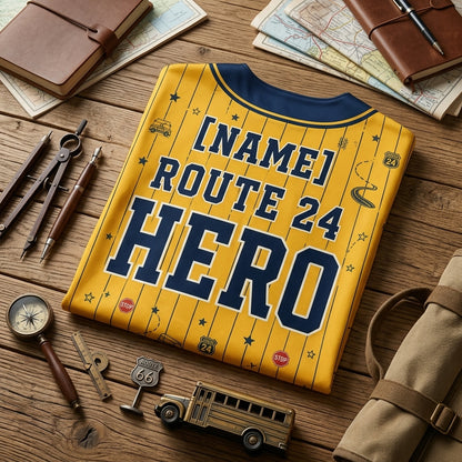 Personalized School Bus Driver Baseball Jersey - Custom Name Route Hero Yellow & Navy Athletic Shirt