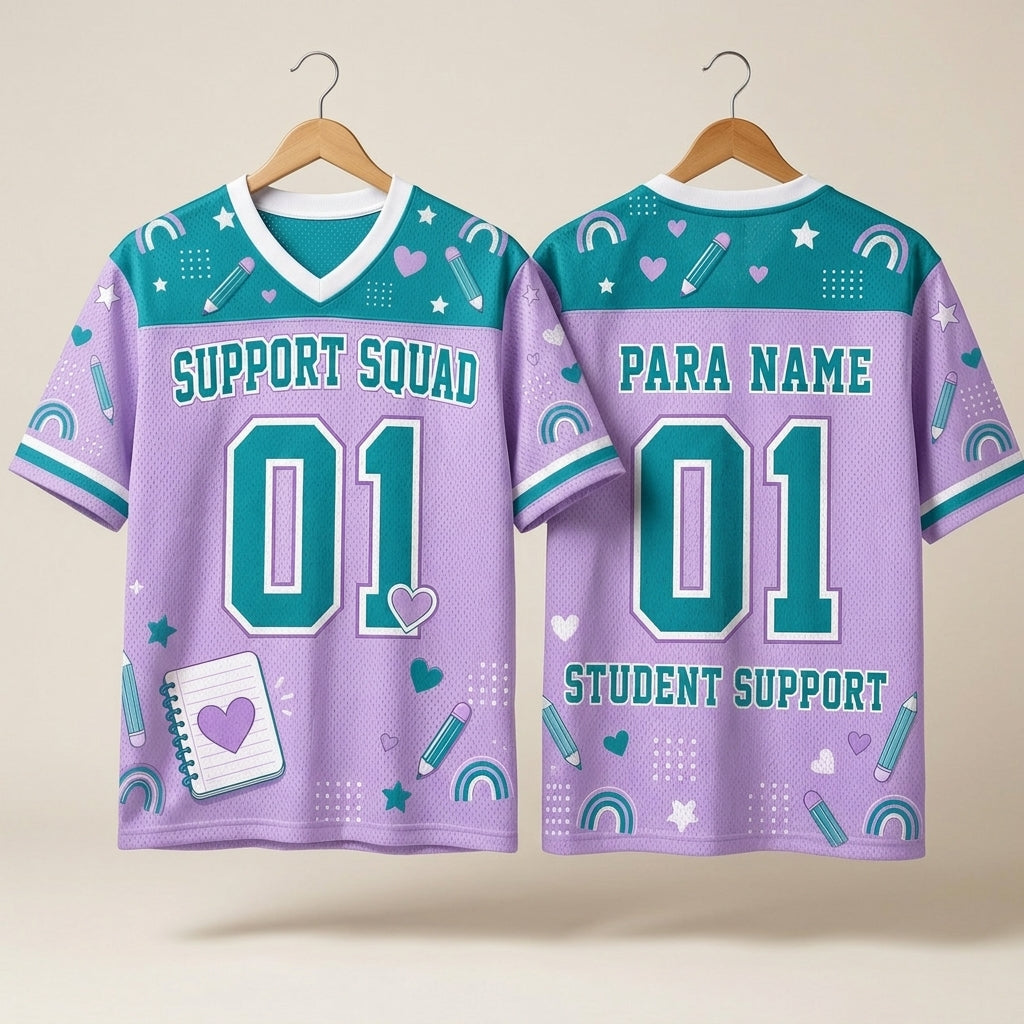 Personalized Support Squad Mesh Football Jersey - Custom Para Name Student Support Appreciation Gift