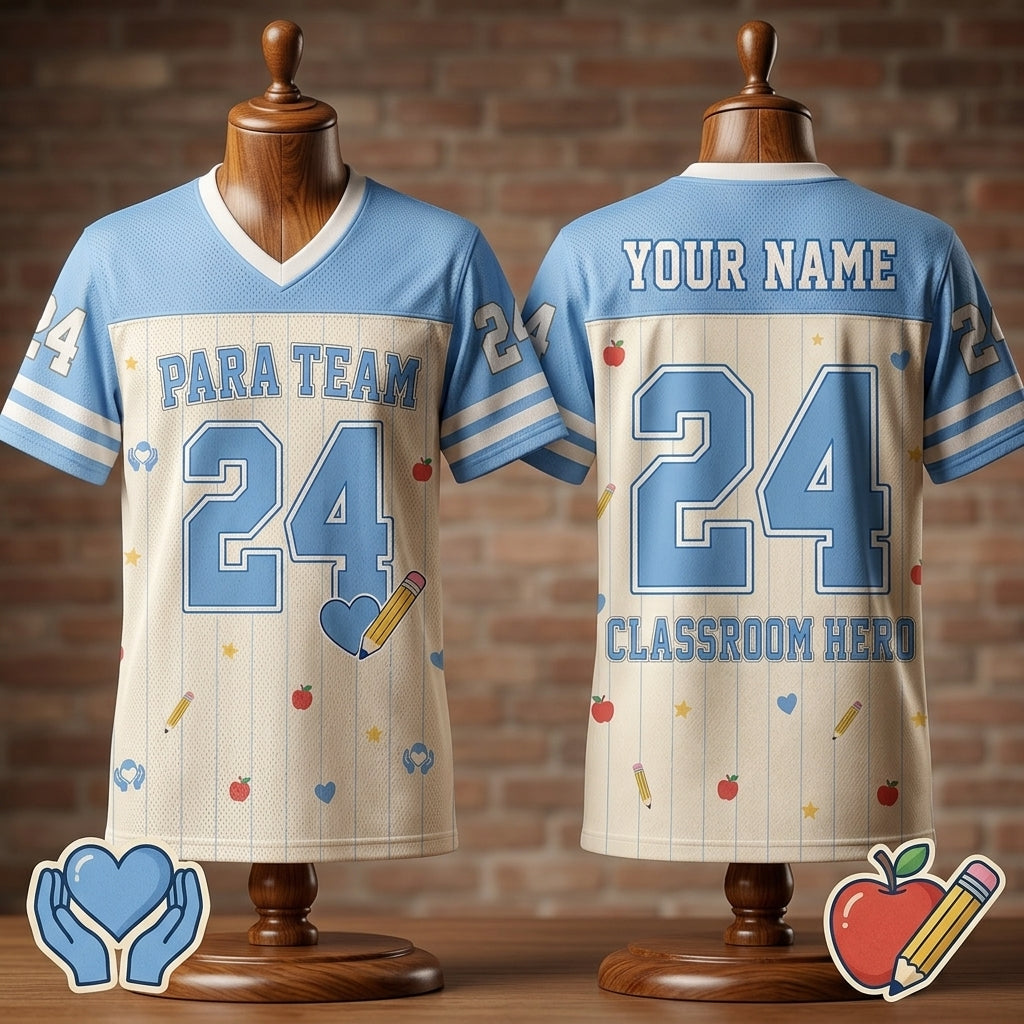 Personalized Para Team Classroom Hero Mesh Football Jersey - Custom Name Teacher Appreciation Gift