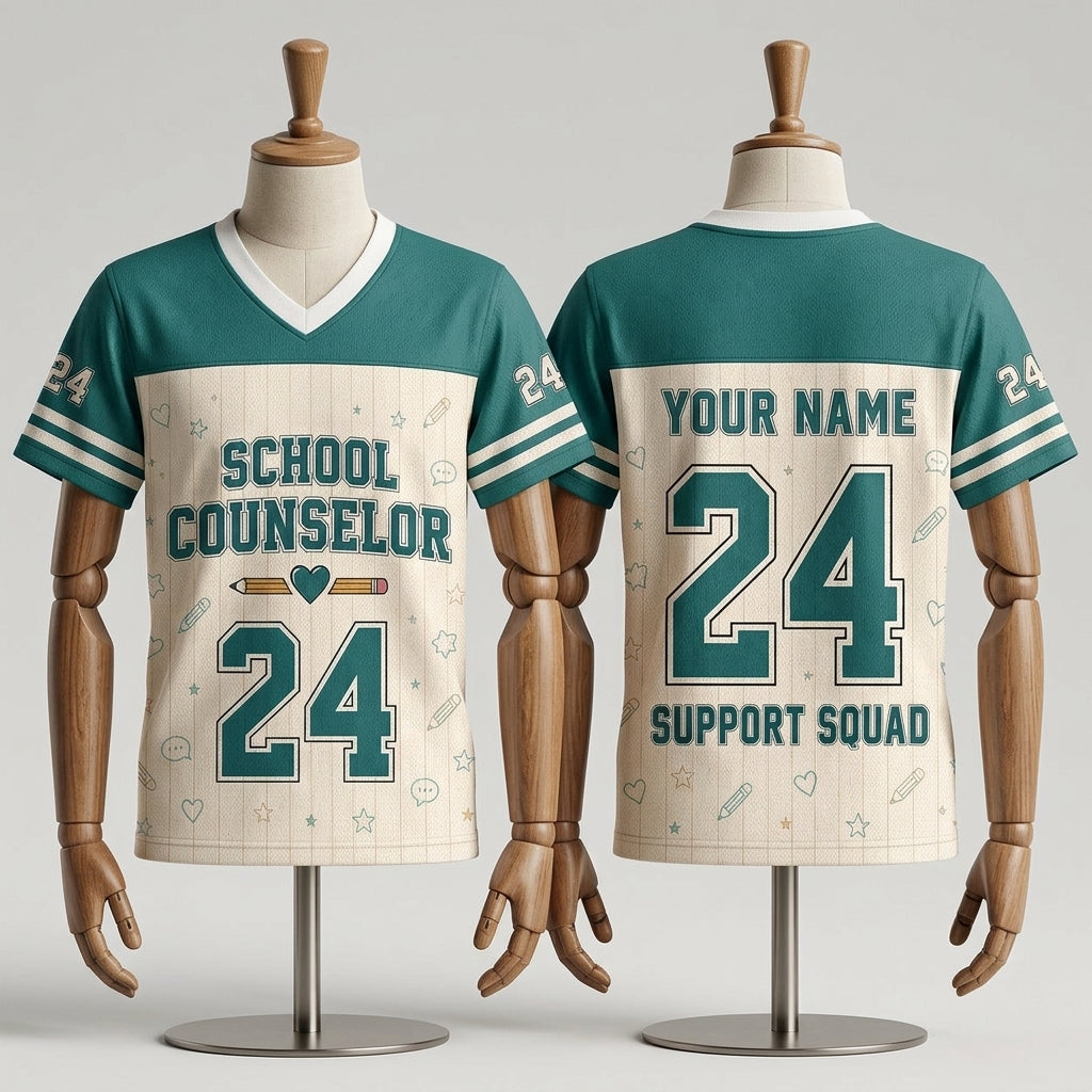 Personalized School Counselor Support Squad Mesh Football Jersey - Custom Name & Number Educator Apparel