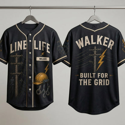 Personalized Line Life Lineman Baseball Jersey - Custom Name Electrician Apparel, Built For The Grid