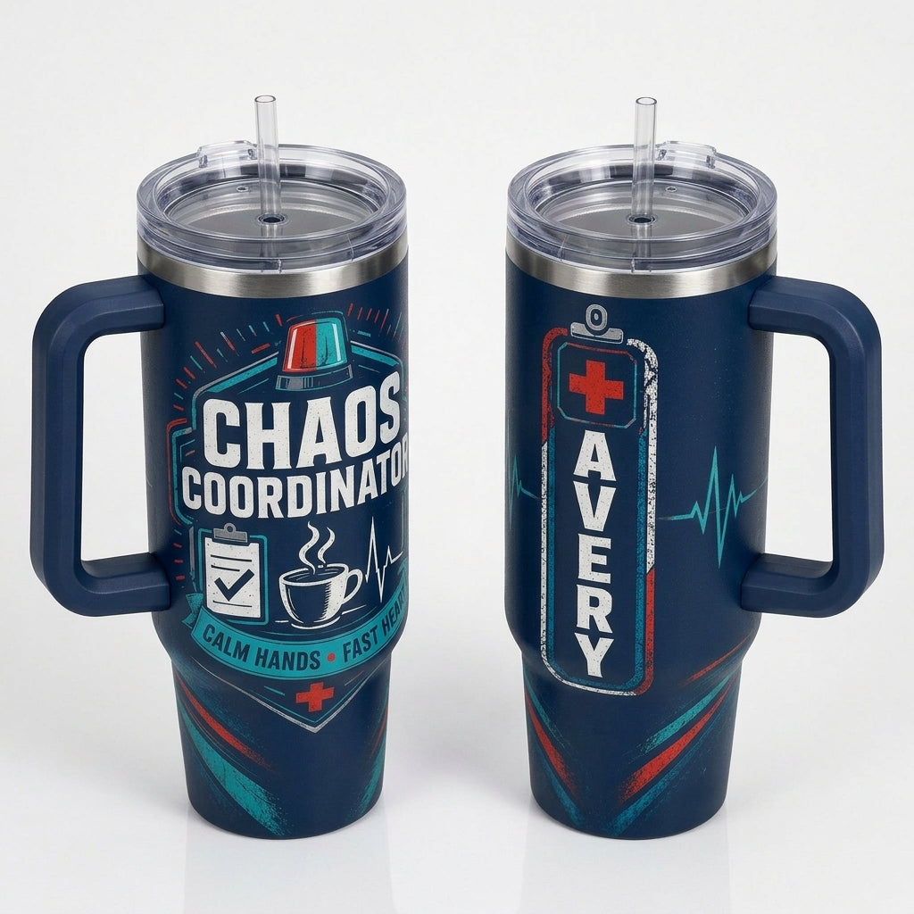 Personalized Chaos Coordinator 40oz Tumbler with Handle - Custom Name Nurse & EMT Gift product view 5