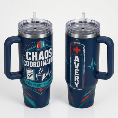 Personalized Chaos Coordinator 40oz Tumbler with Handle - Custom Name Nurse & EMT Gift product view 5