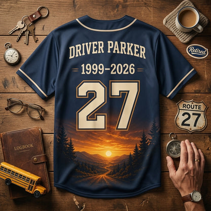 Personalized School Bus Driver Retirement Baseball Jersey - Custom Name & Years Service Gift