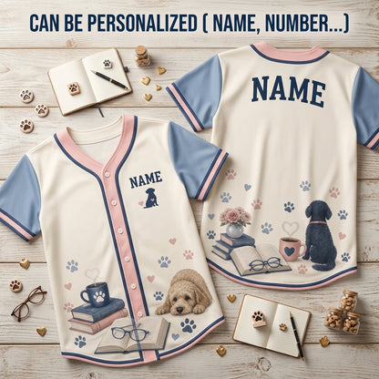 Personalized Dog Mom Baseball Jersey - Custom Name Poodle & Doodle Book Lover Shirt