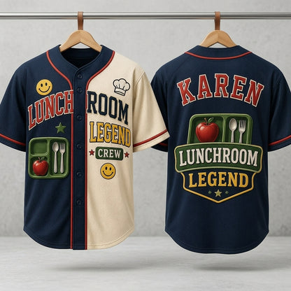 Personalized Lunch Room Legend Baseball Jersey - Custom Name School Cafeteria Staff Gift