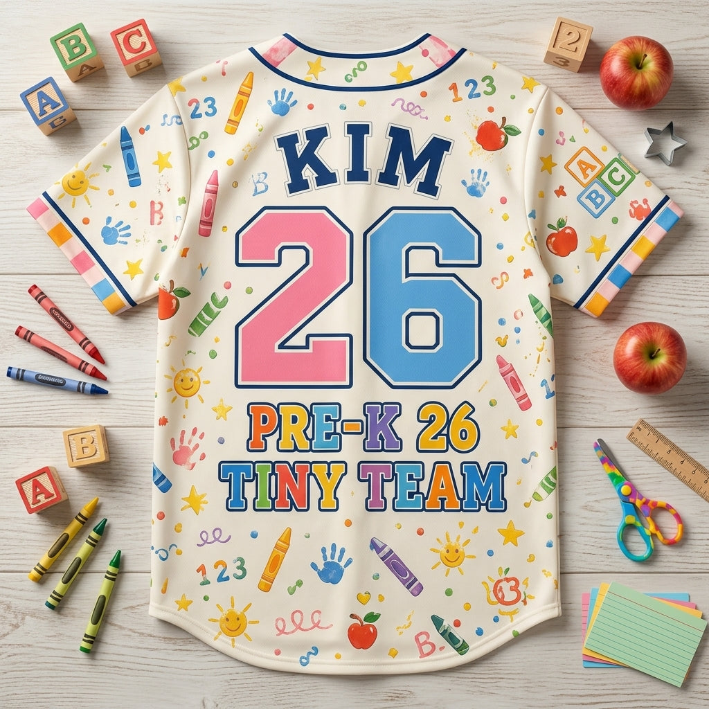 Personalized Pre-K Squad Baseball Jersey - Custom Name & Number Teacher Gift - Preschool Tiny Team Apparel