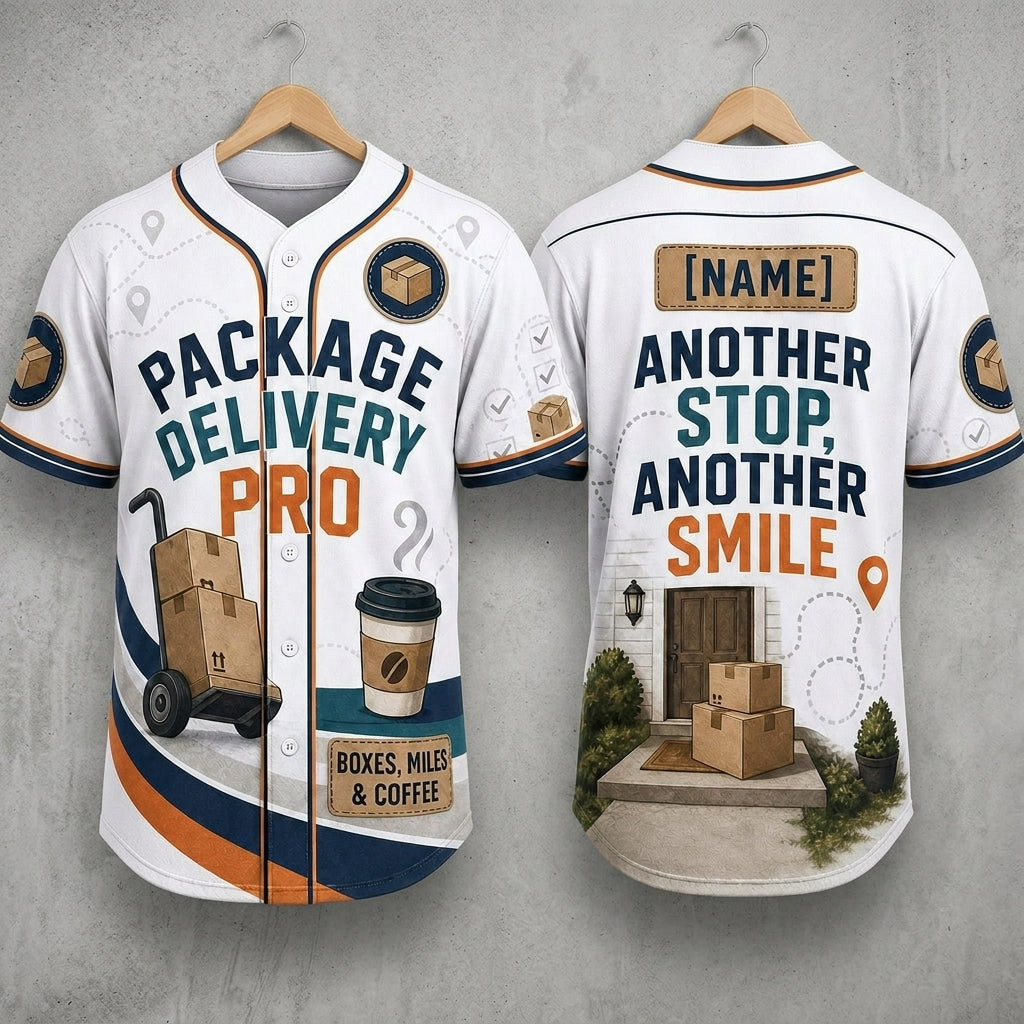 Personalized Package Delivery Pro Baseball Jersey - Custom Name Gift for Delivery Drivers & Postal Workers