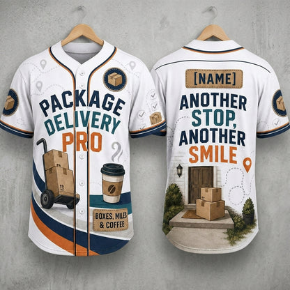 Personalized Package Delivery Pro Baseball Jersey - Custom Name Gift for Delivery Drivers & Postal Workers