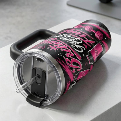 Personalized Gym Girl Fuel 40oz Tumbler with Handle - Custom Name Fitness Gift for Her