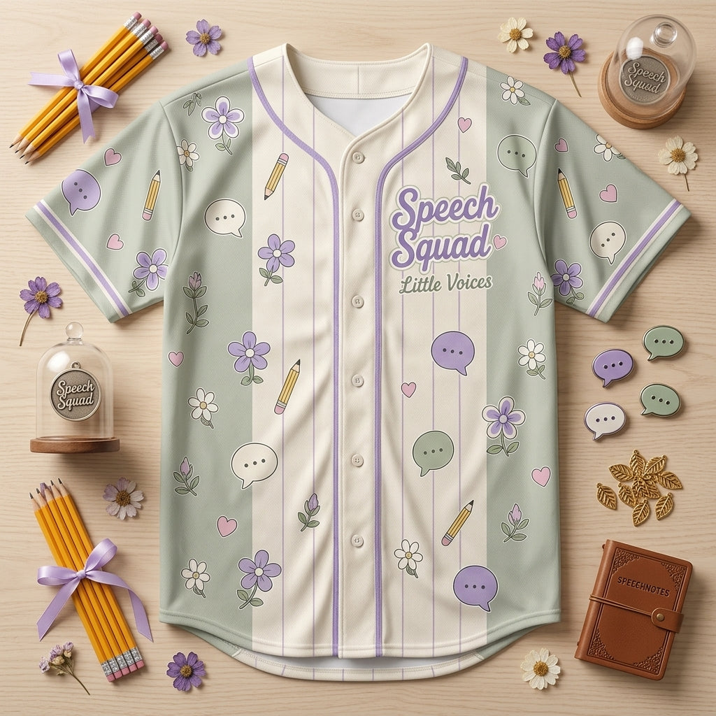 Personalized Speech Squad Baseball Jersey - Custom Name & Number SLP Gift - Little Voices Big Wins Apparel