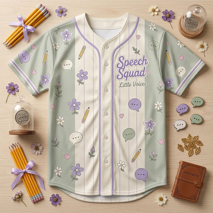 Personalized Speech Squad Baseball Jersey - Custom Name & Number SLP Gift - Little Voices Big Wins Apparel