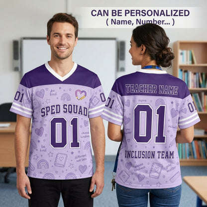 Personalized SPED Squad Inclusion Team Mesh Football Jersey - Custom Name Special Education Teacher Sportswear