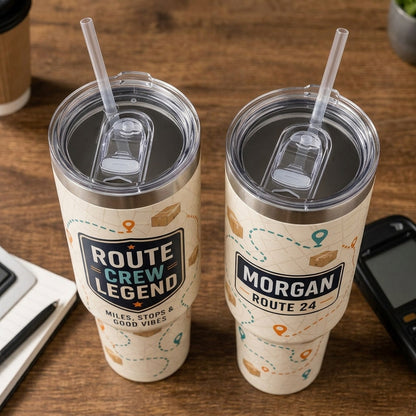 Personalized Route Crew Legend 40oz Tumbler with Handle - Custom Delivery Driver Gift