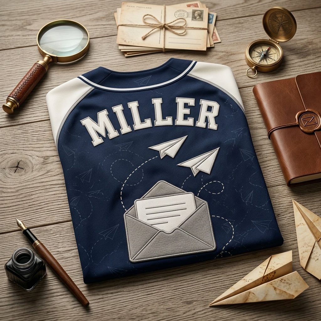 Personalized Mail Carrier Baseball Jersey - Custom Name First Class Postal Worker Gift - Navy Sporty Athleisure