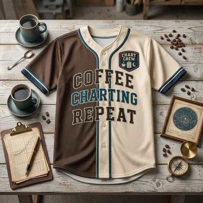 Personalized Coffee Charting Repeat Baseball Jersey - Custom Name Medical Crew Apparel