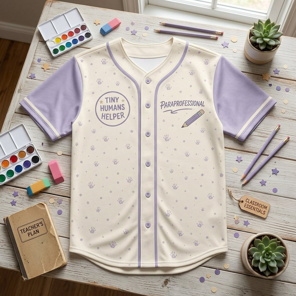 Personalized Paraprofessional Baseball Jersey - Custom Tiny Humans Helper Teacher Appreciation Gift