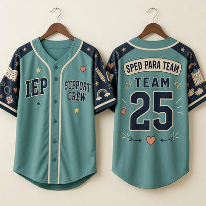 Personalized SPED Para Team Baseball Jersey - Custom IEP Support Crew Special Education School Staff Shirt