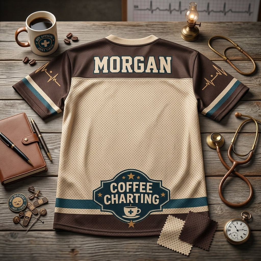 Personalized Coffee Charting Repeat Night Shift Nurse Football Jersey - Custom Name Mesh Mesh Athletic Shirt